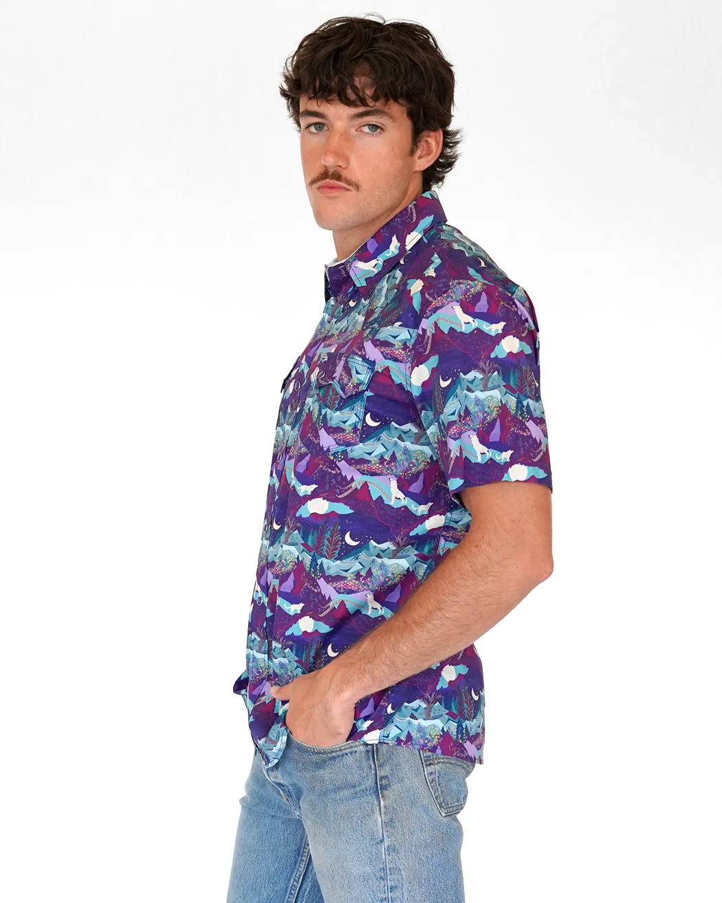 Hungry Like the Wolf Mens Short Sleeve Western Shirt