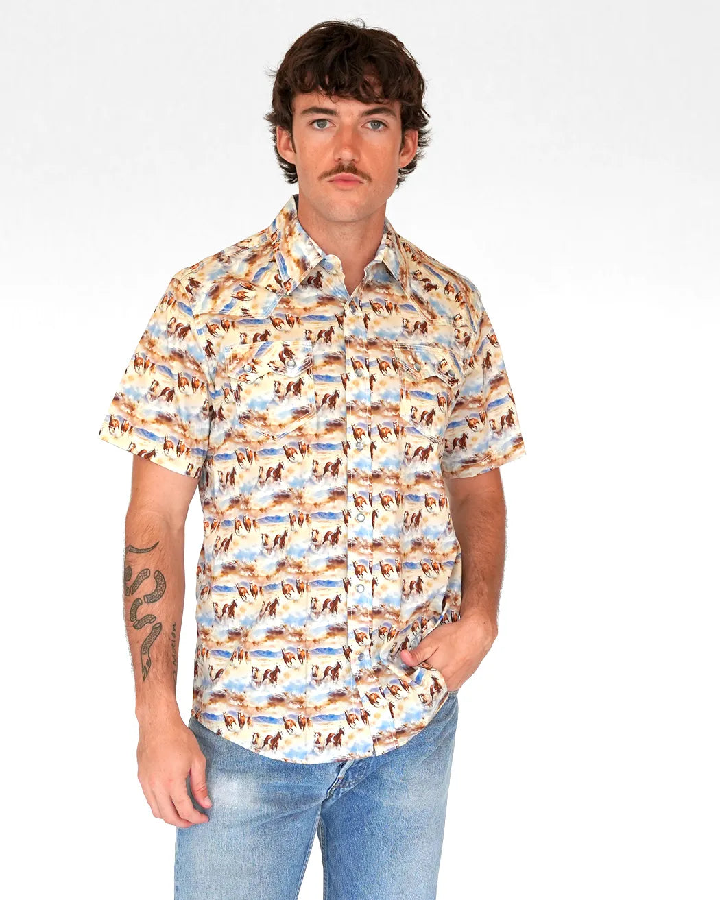 Just Like Heaven Mens Short Sleeve Western Shirt