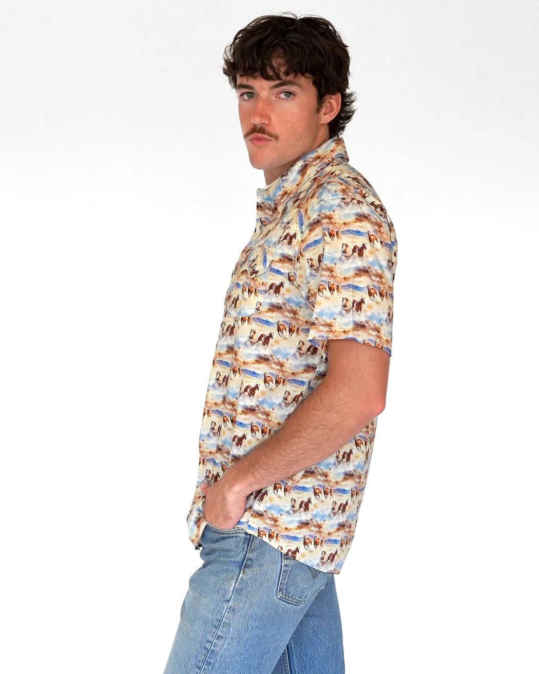 Just Like Heaven Mens Short Sleeve Western Shirt