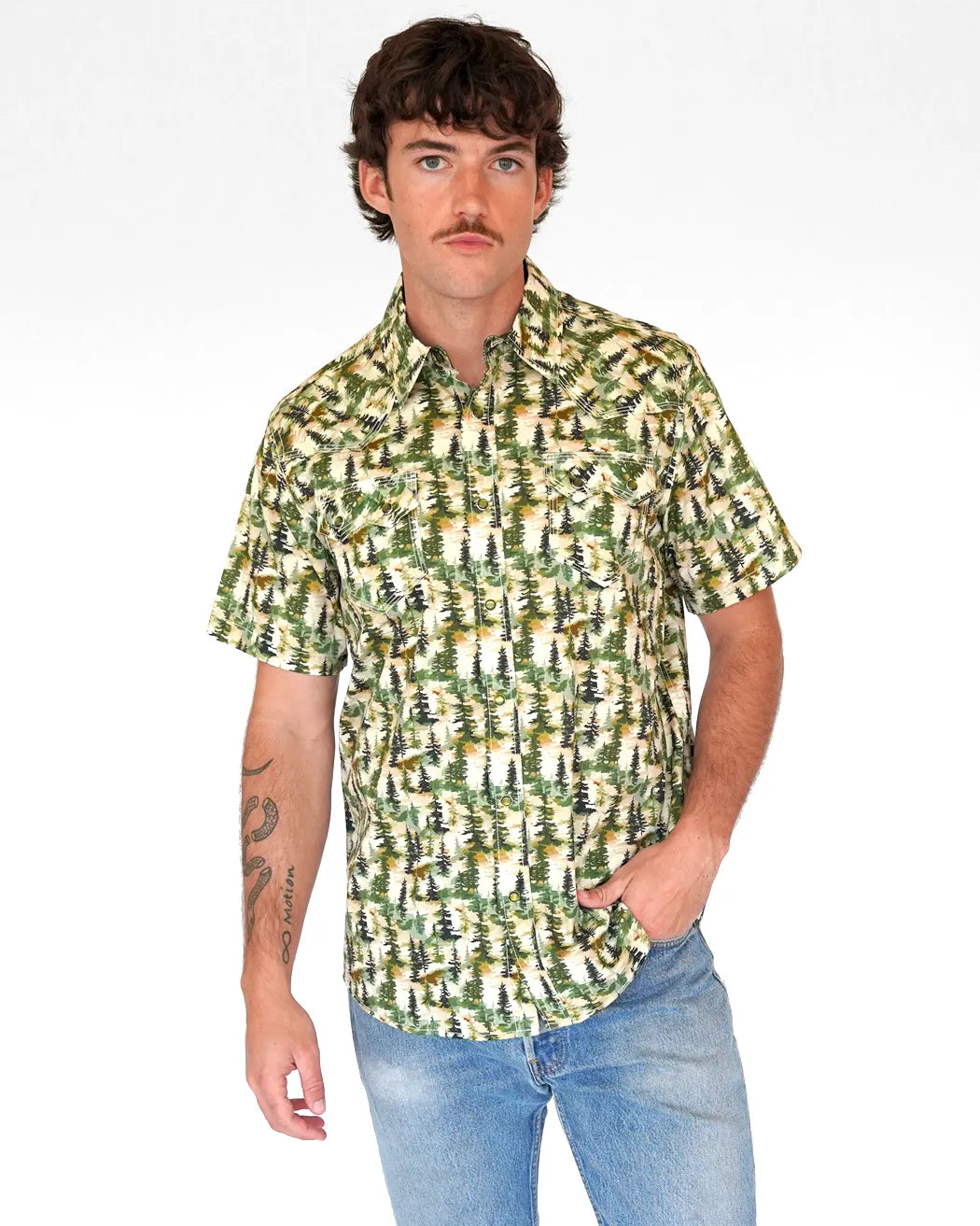 Running Up That Hill Mens Short Sleeve Western Shirt