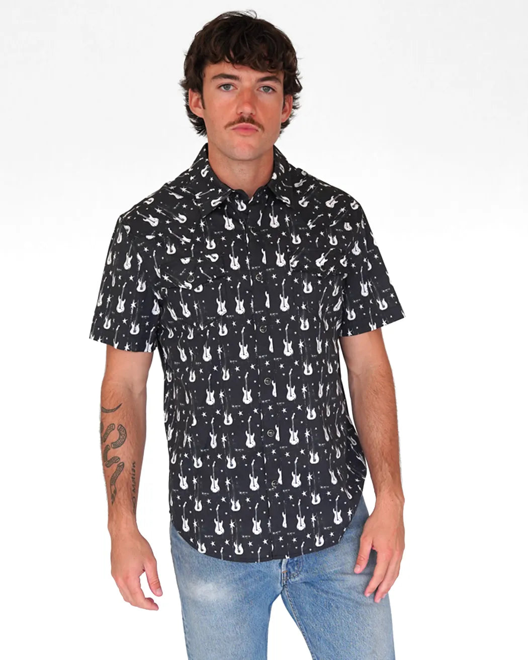 Stars & Guitars Mens Short Sleeve Western Shirt