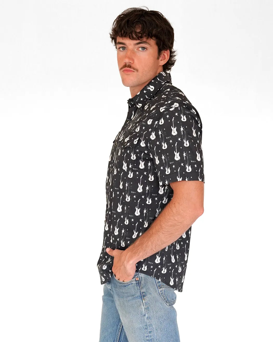 Stars & Guitars Mens Short Sleeve Western Shirt